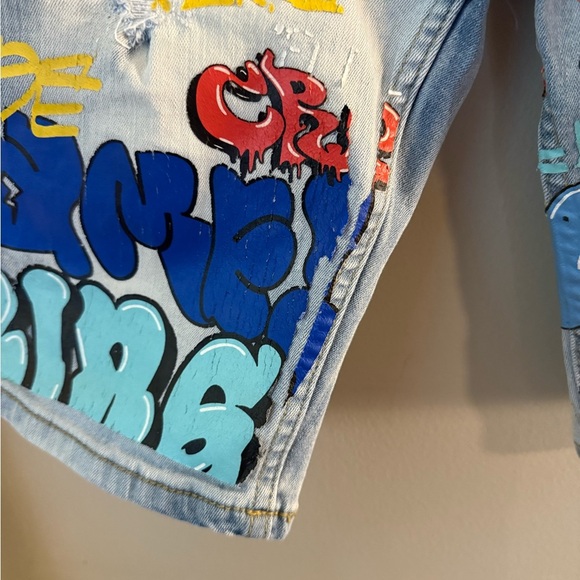Revolution Blue and Red Graffiti Shorts - Picture 4 of 9